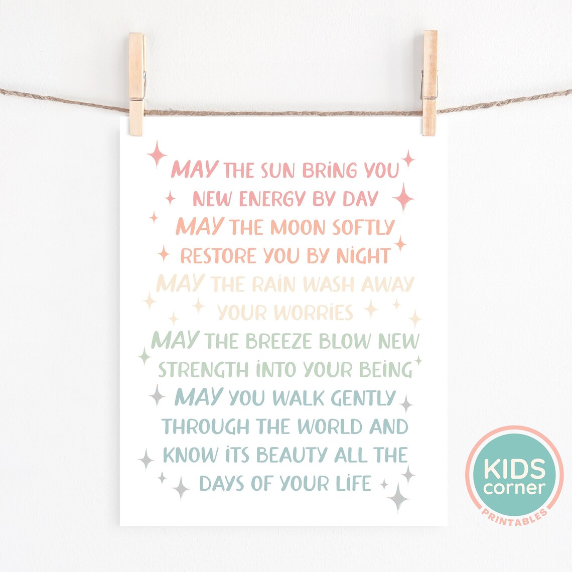 Apache Quote Art Print, Sun Moon Rain Words - Image 2