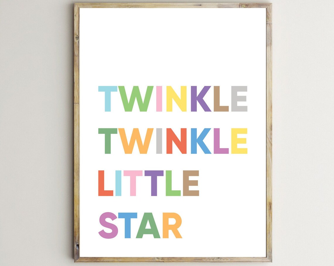 Twinkle Twinkle Little Star Sweet Pastel Nursery Rhyme Wall Art