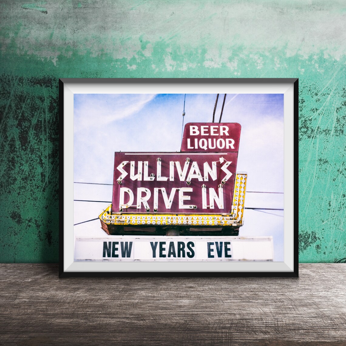 Sullivan's Drive In Beer Liquor New Years Eve Vintage Sign Poster