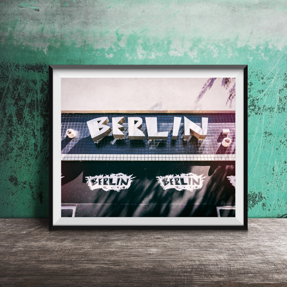 Berlin Nightclub Sign On Blue Tile Facade Chicago Nightlife Poster