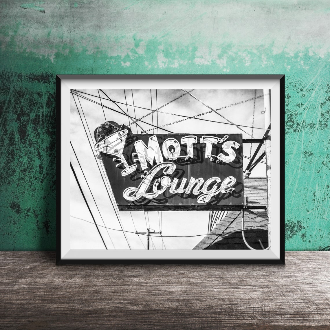 Mott's Lounge Retro Neon Martini Glass Bar Sign Photography Poster - Image 2