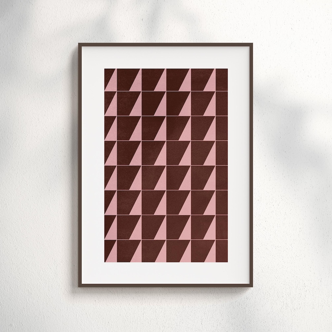 Geometric Wall Art Print Burgundy Pink Red Abstract Poster Mid Century Modern Pattern Dusty Rose Decor Retro