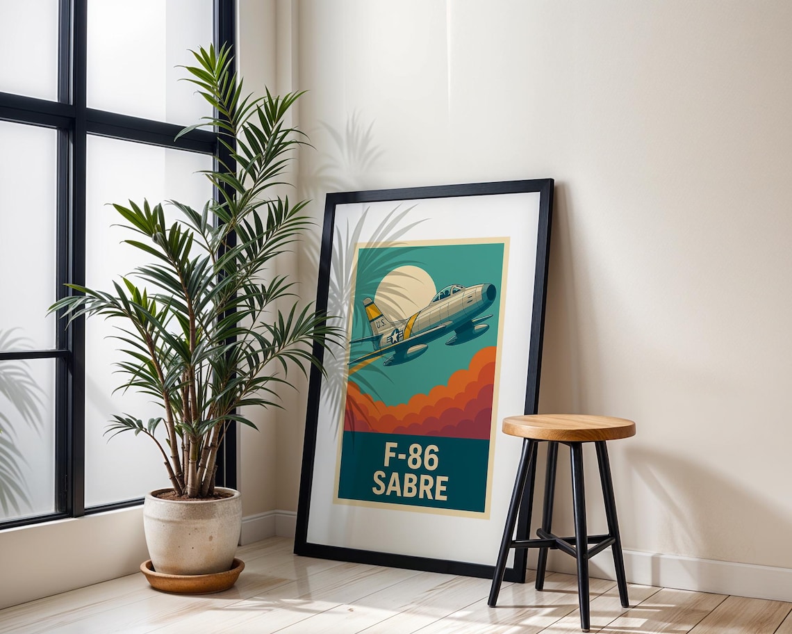 F86 Sabre Retro Korean War USAF Jet Poster