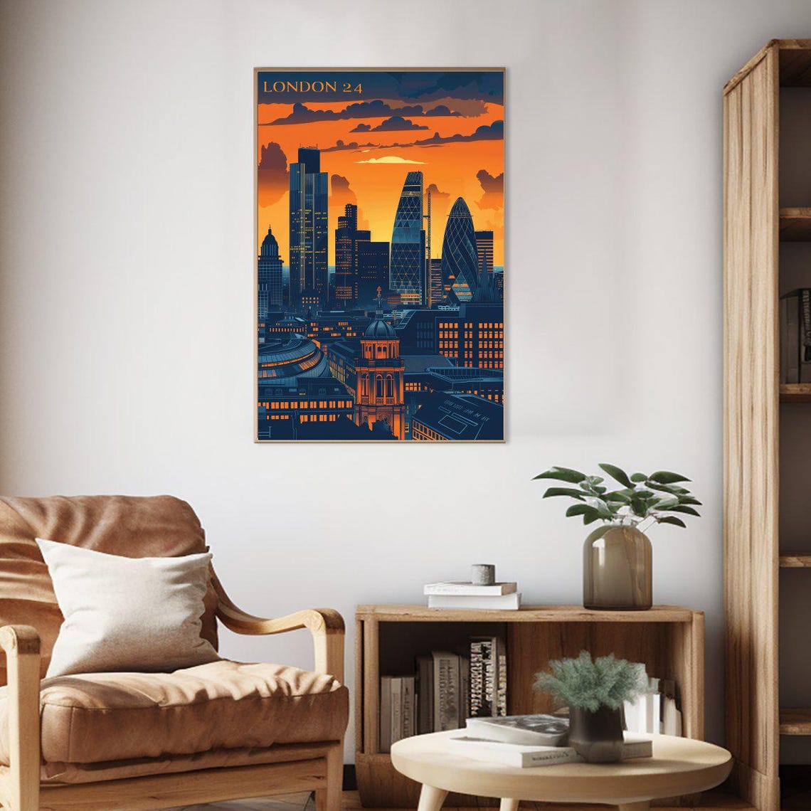 London 24 Skyline At Dusk Retro Travel Style City Art Poster - Image 2