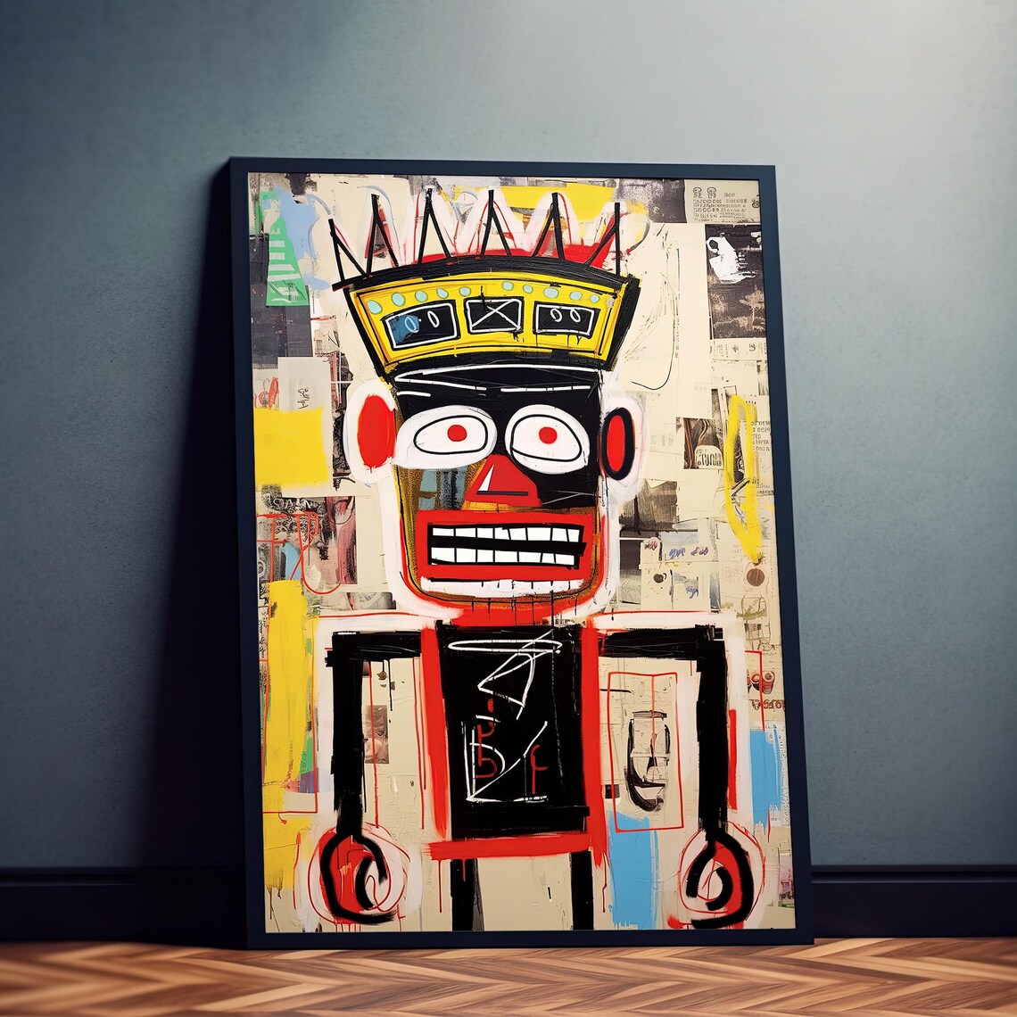 Bold Crowned Figure Neo Expressionist Street Art King Poster - Image 3
