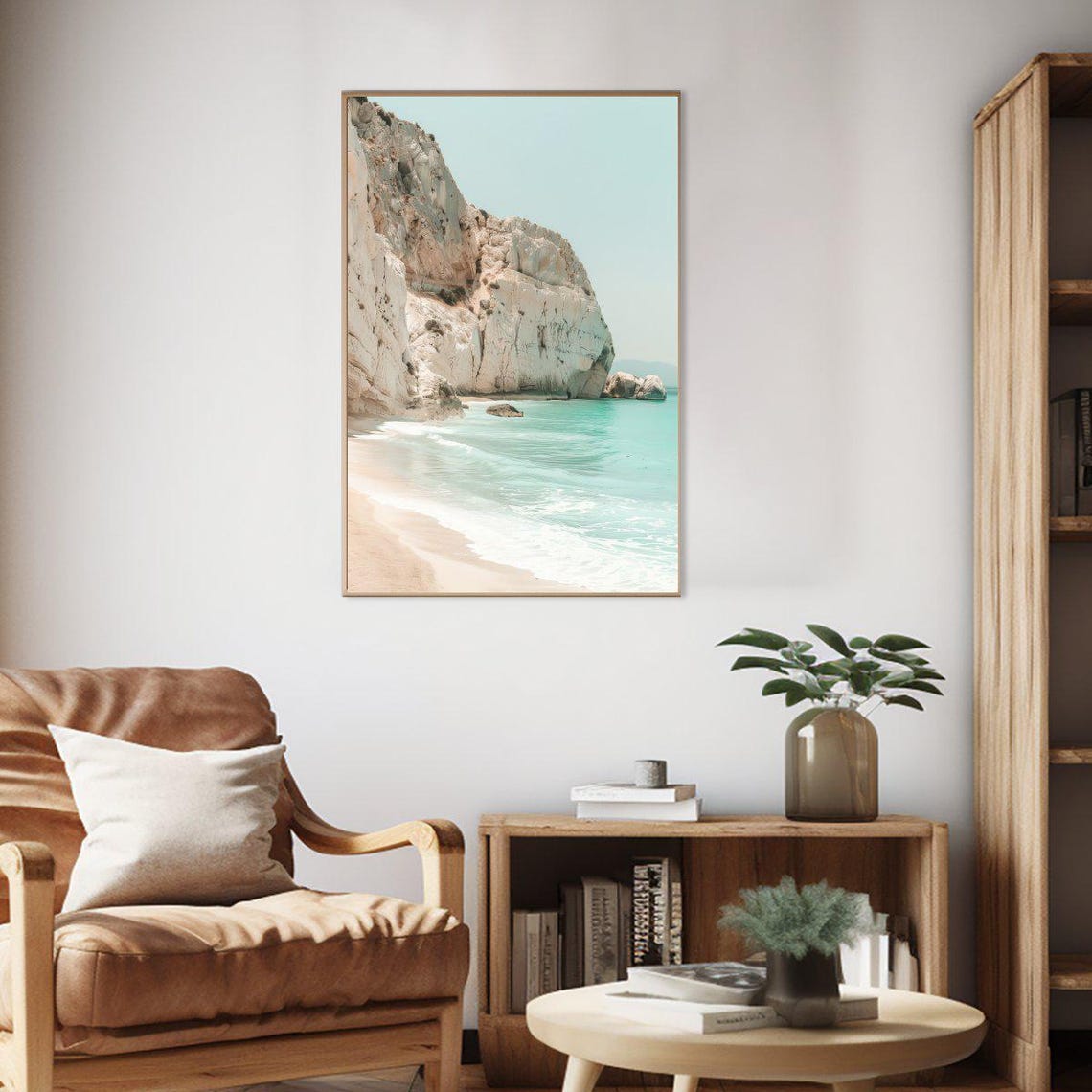White Cliffs Turquoise Sea Coastal Beach Travel Photography Poster - Image 2