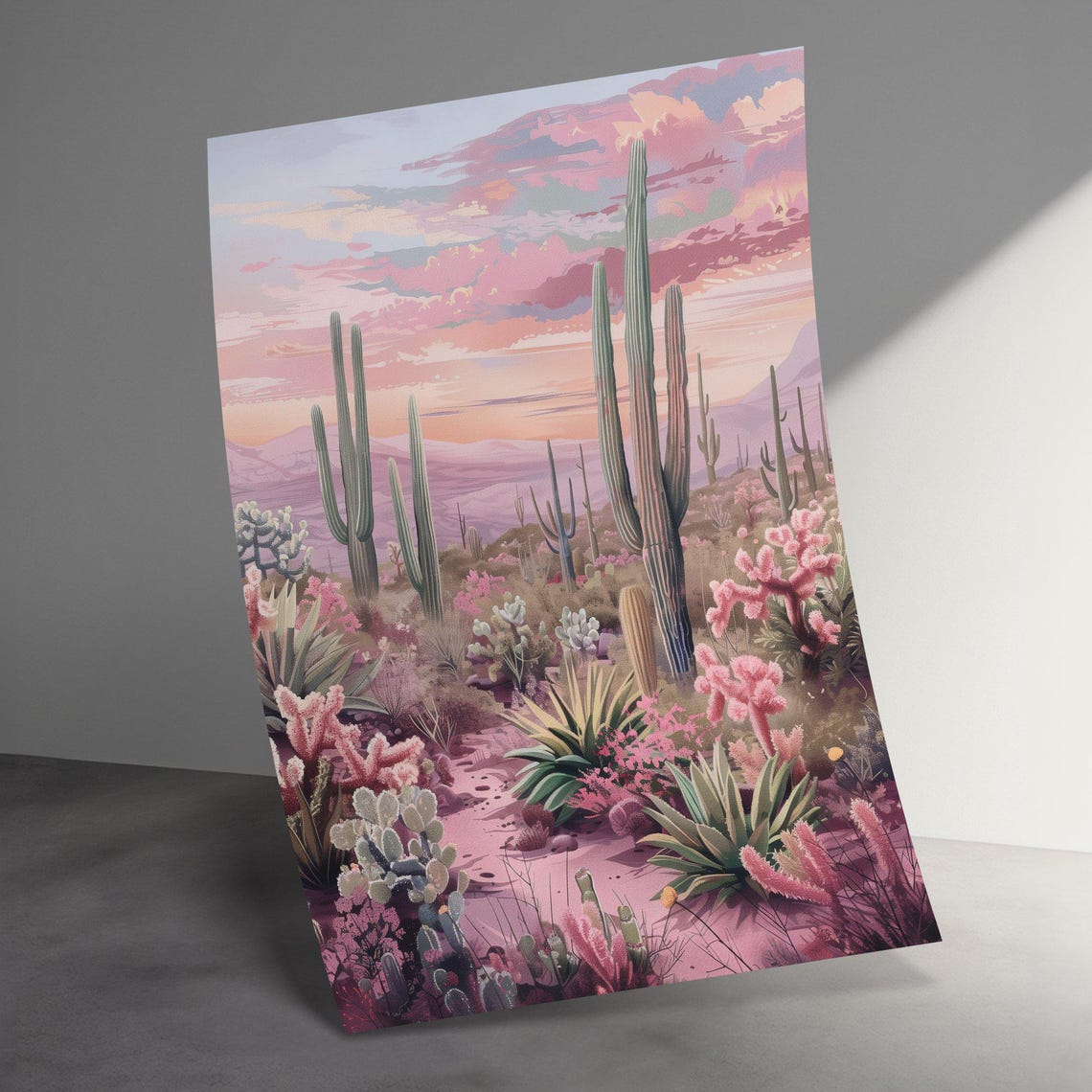 Blush Pink Desert Sunset Saguaro Cactus Soft Southwest Poster - Image 3