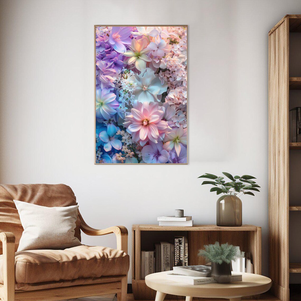 Pastel Floral Collage Pink Lavender Blue Dreamy Flower Art Poster - Image 2