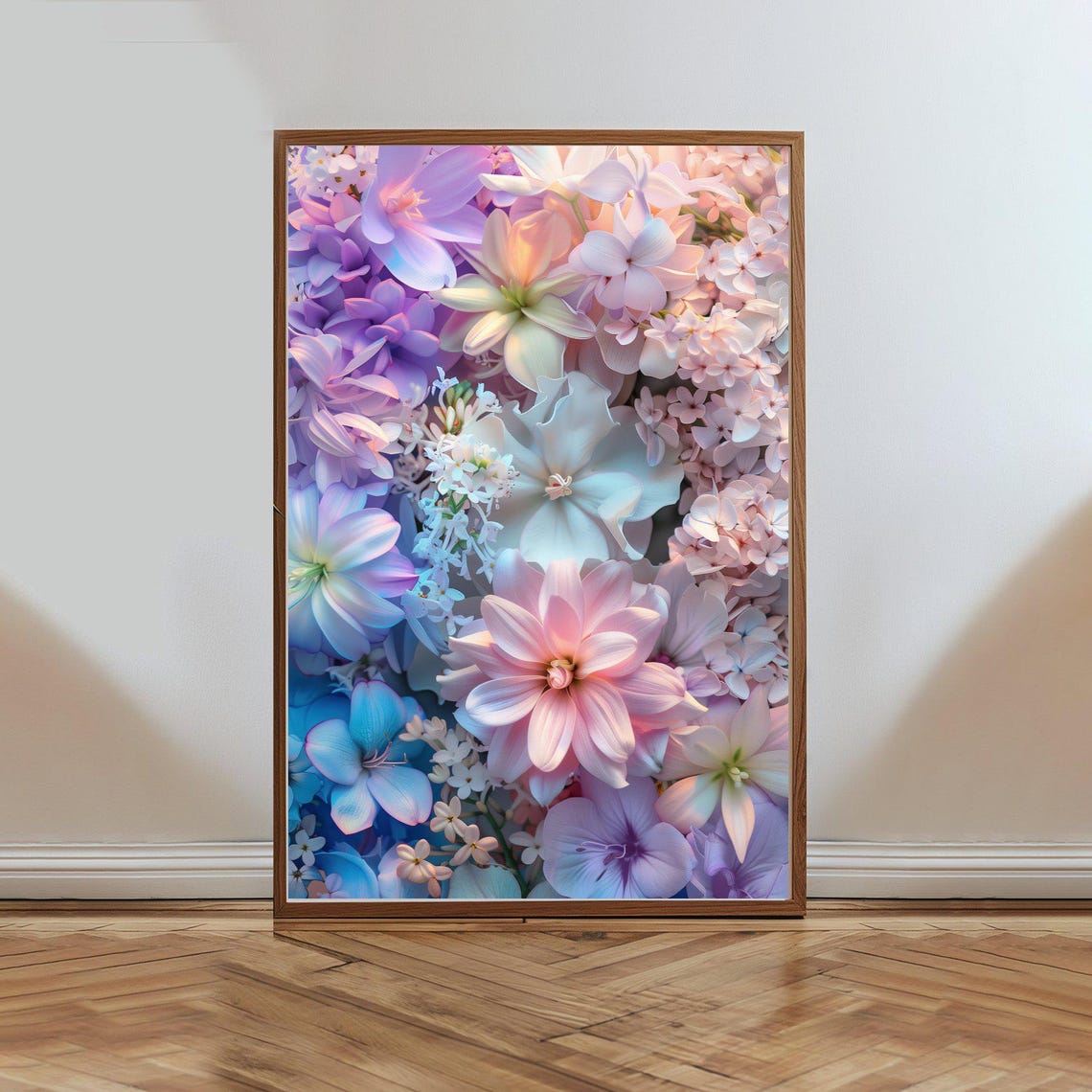 Pastel Floral Collage Pink Lavender Blue Dreamy Flower Art Poster