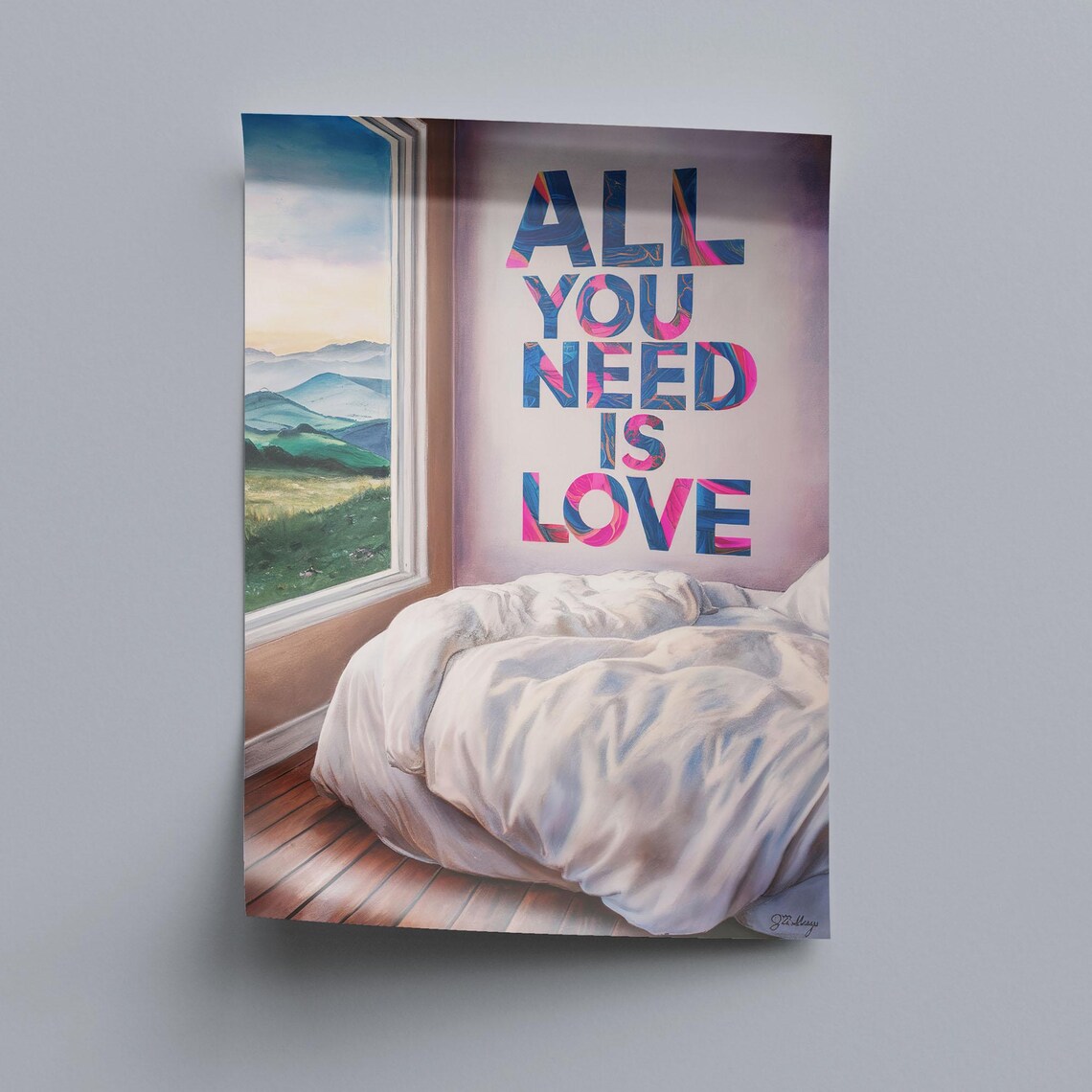 All You Need Is Love Quote Graffiti Bedroom Motivational Poster - Image 3