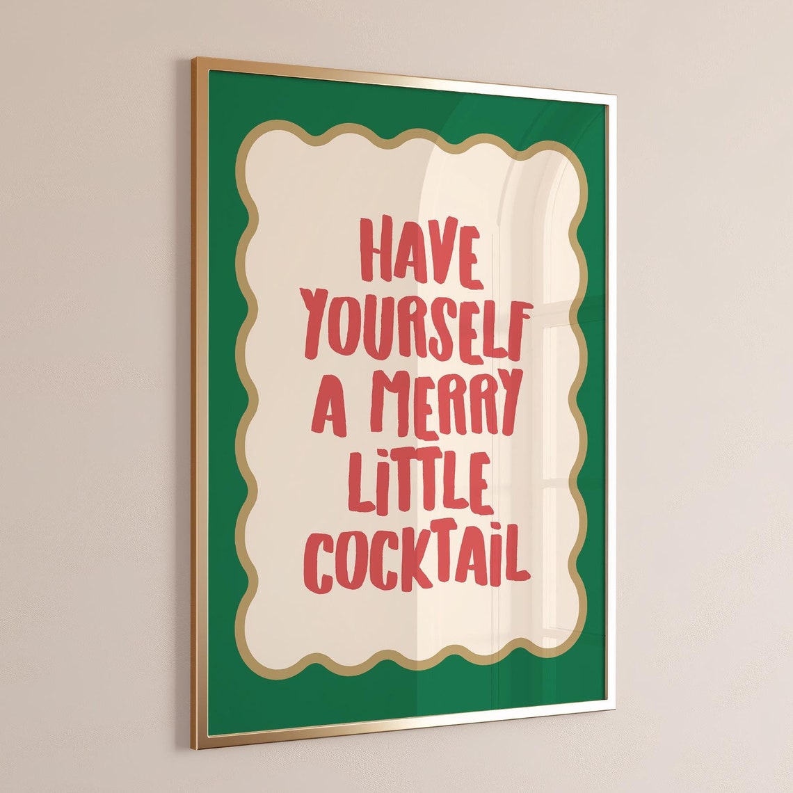 Have Yourself A Merry Little Cocktail Fun Bar Cart Holiday Poster