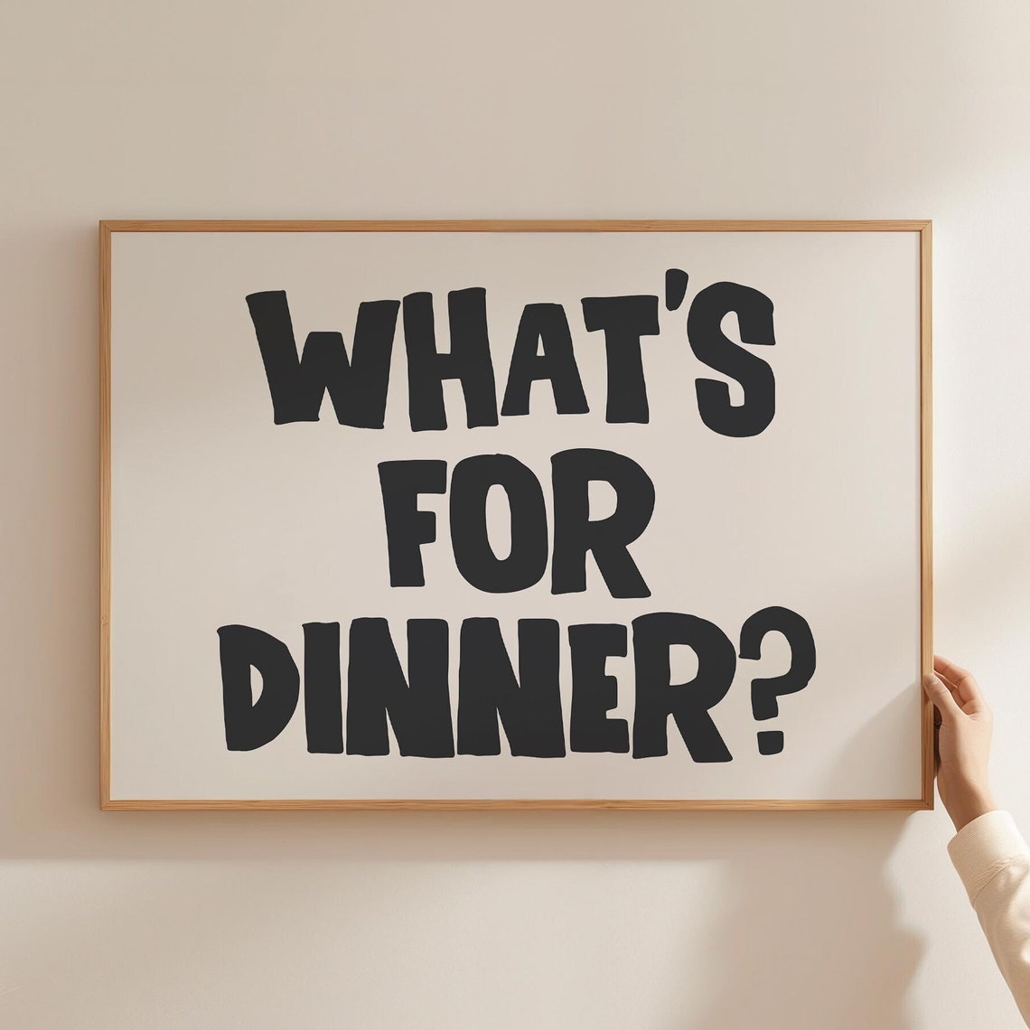 What's For Dinner Bold Black Horizontal Kitchen Typography Poster