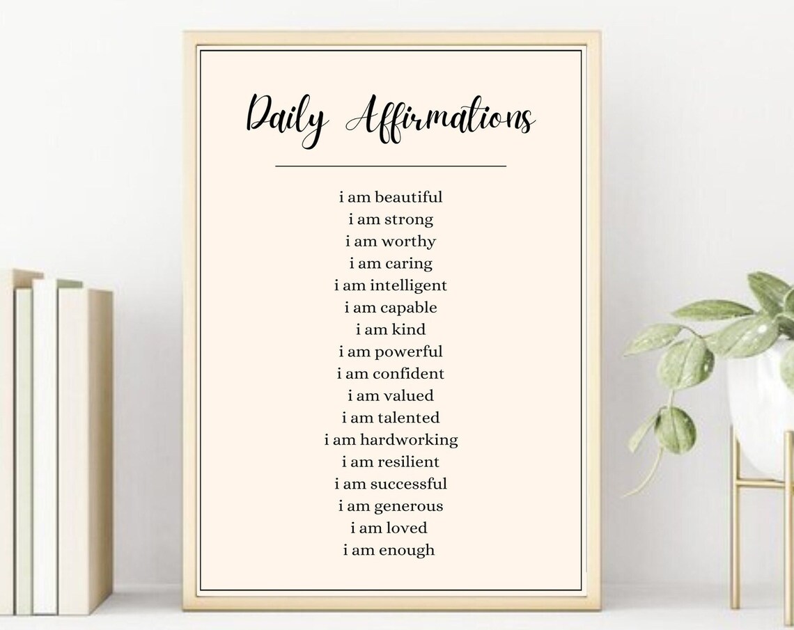 Daily Affirmations Positive Quotes Art Print