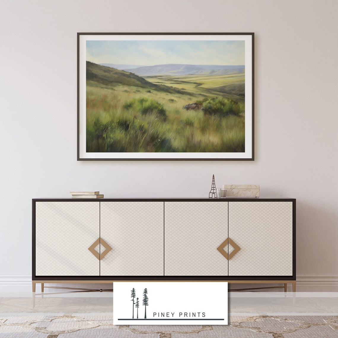 Grassy Western Impressionist Landscape Painting Rolling Hills Poster - Image 3