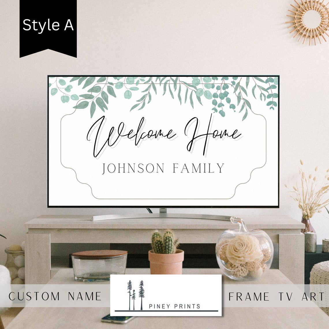 Customized Frame Tv Art Personalized Frame Tv Art Welcome Home Sign Nature Art Tv Airbnb Host Real Estate Showing - Image 4