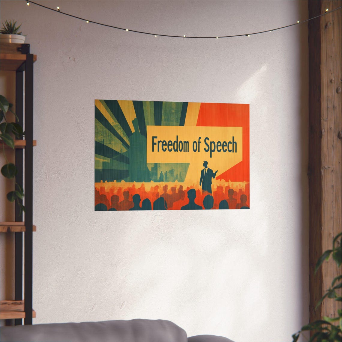 Freedom of Speech Speaker Podium Crowd Bold Retro Civic Poster - Image 4