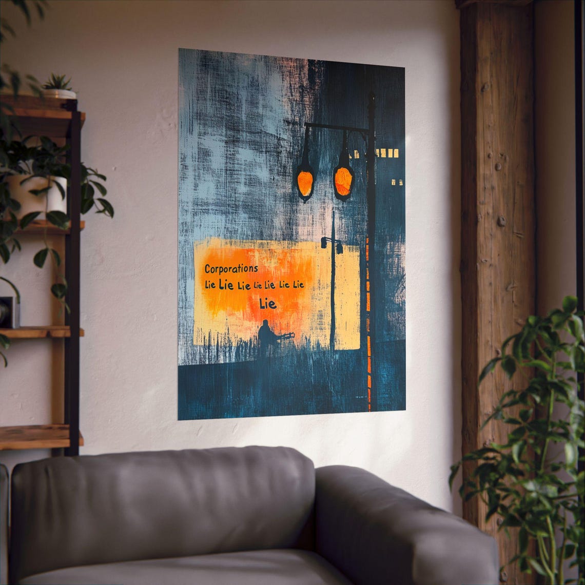 Corporations Lie Poster Wall Art Bold Statement Art Blue And Orange Fight For Economic Justice And Dignity For Home Office Or Dorm Decor - Image 2