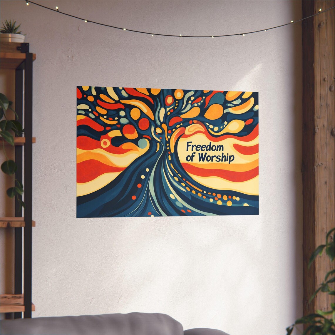 Freedom of Worship Flowing Tree of Life Serene Abstract Poster - Image 3