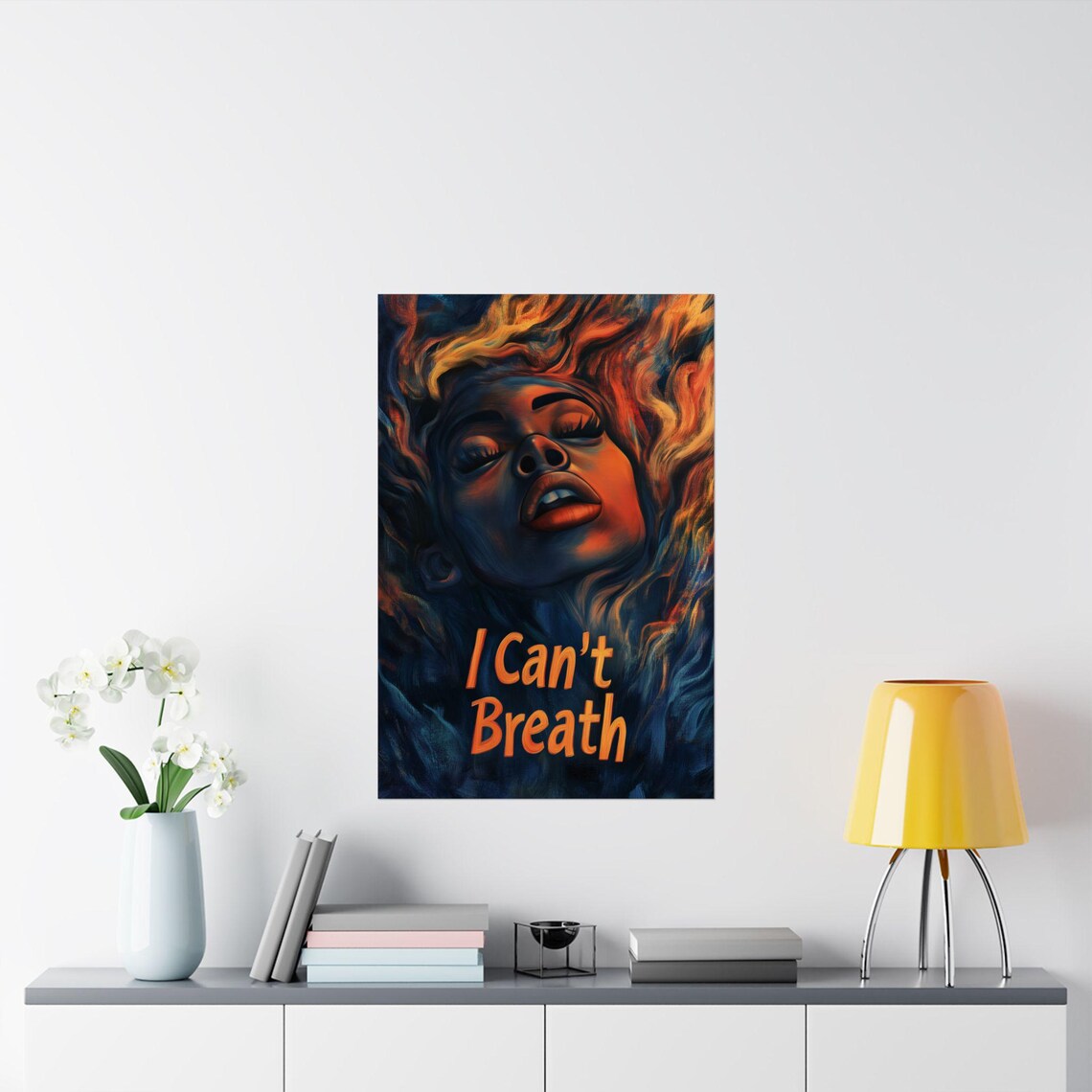 I Cant Breath Fiery Woman Portrait Bold Activism Statement Art Poster - Image 2