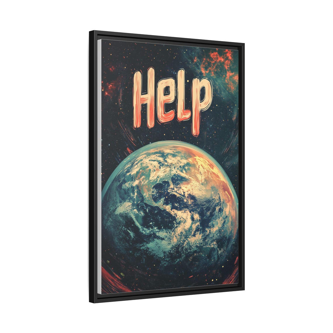 Help Earth from Space Vintage Cosmic Environmental Protest Poster - Image 3