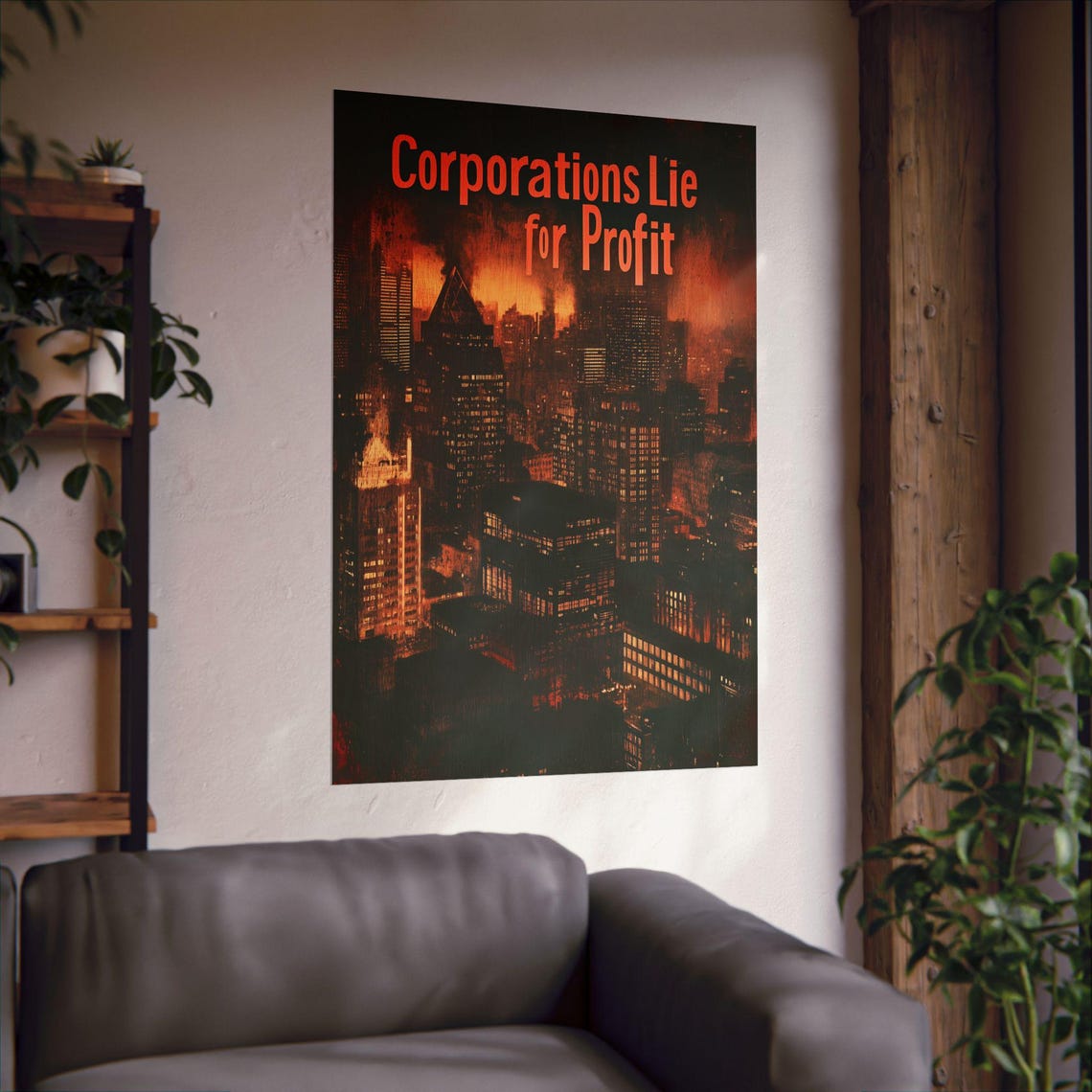 Corporations Lie for Profit Protest Political Statement Art Poster - Image 3