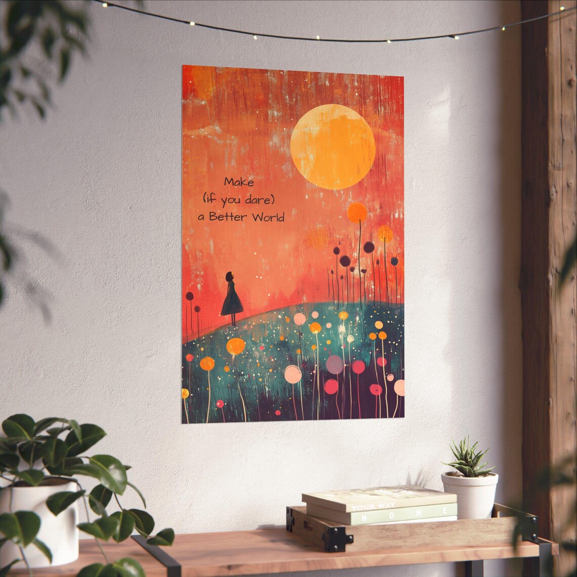 Make a Better World If You Dare Whimsical Girl Storybook Poster - Image 4