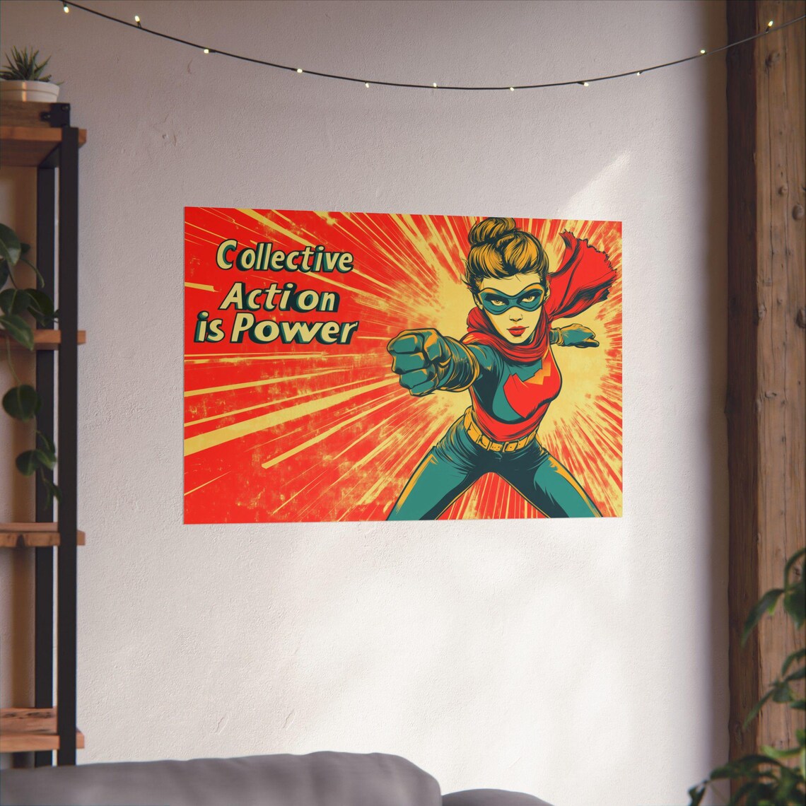 Collective Action is Power Retro Superhero Woman Hero Poster - Image 3