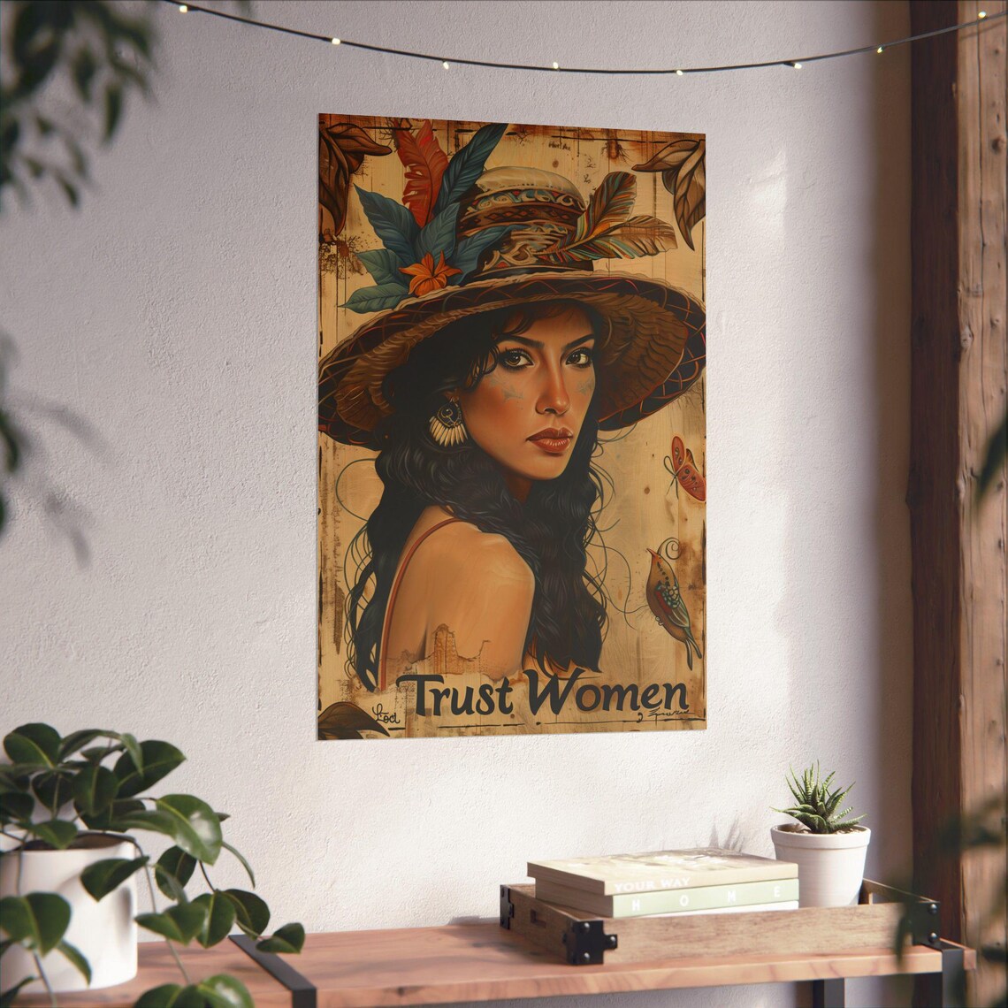 Trust Women Vintage Tropical Portrait Feminist Statement Poster - Image 4