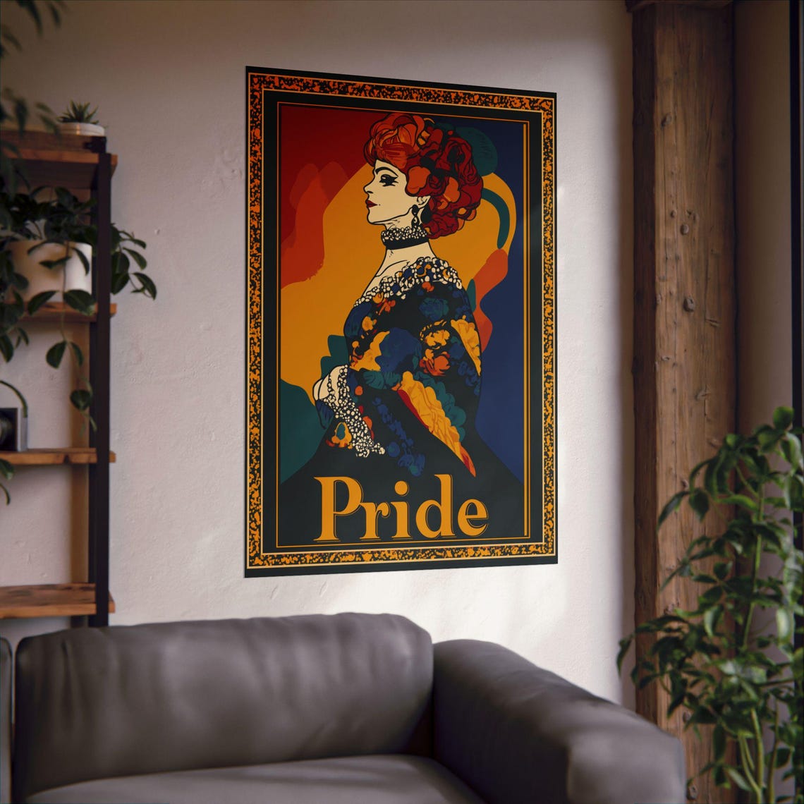 Pride Glamorous Vintage Profile Woman Golden Frame Deco Poster - Image 3
