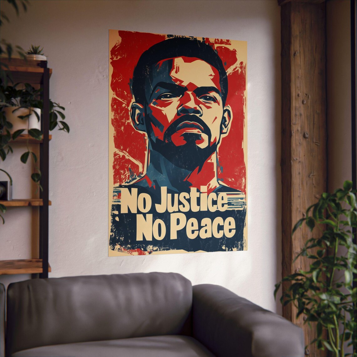 No Justice No Peace Civil Rights Portrait Vintage Art Poster - Image 3