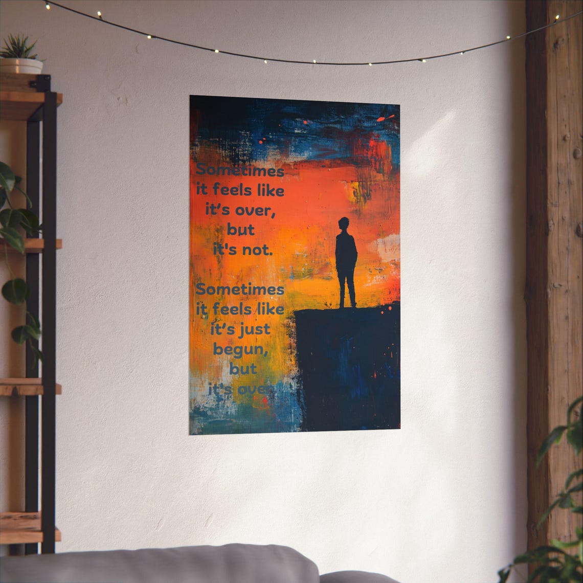 Sometimes It Feels Like Its Over Poetic Sunset Cliff Silhouette Poster - Image 4