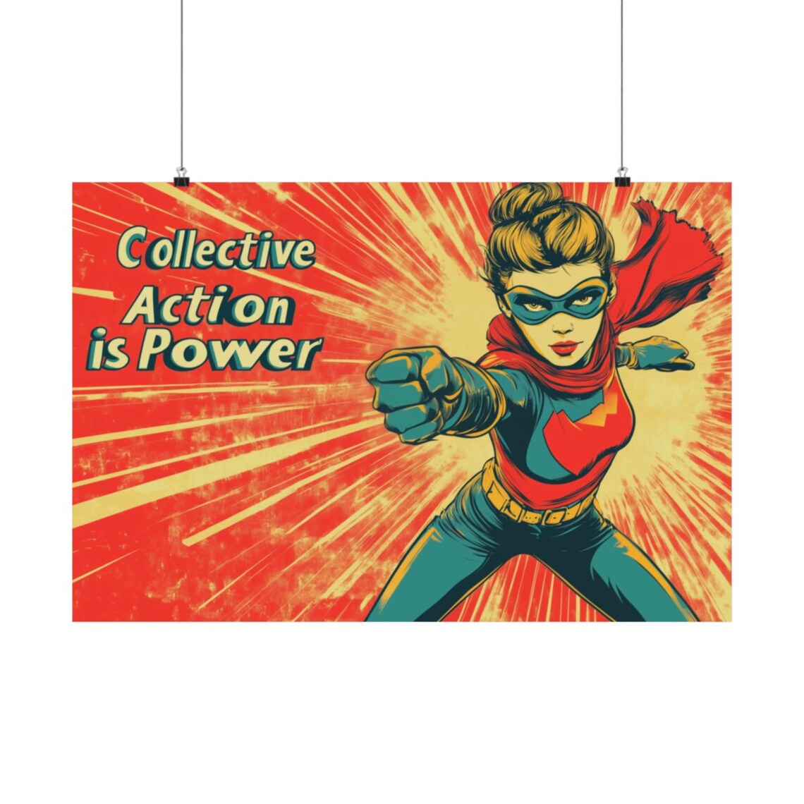 Collective Action is Power Retro Superhero Woman Hero Poster