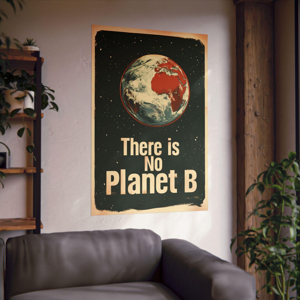 There Is No Planet B Earth From Space Climate Action Vintage Art Poster - Image 2
