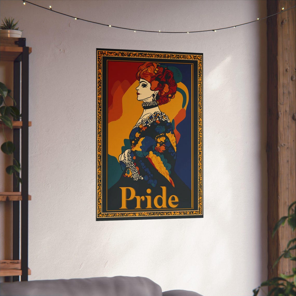Pride Glamorous Vintage Profile Woman Golden Frame Deco Poster - Image 4