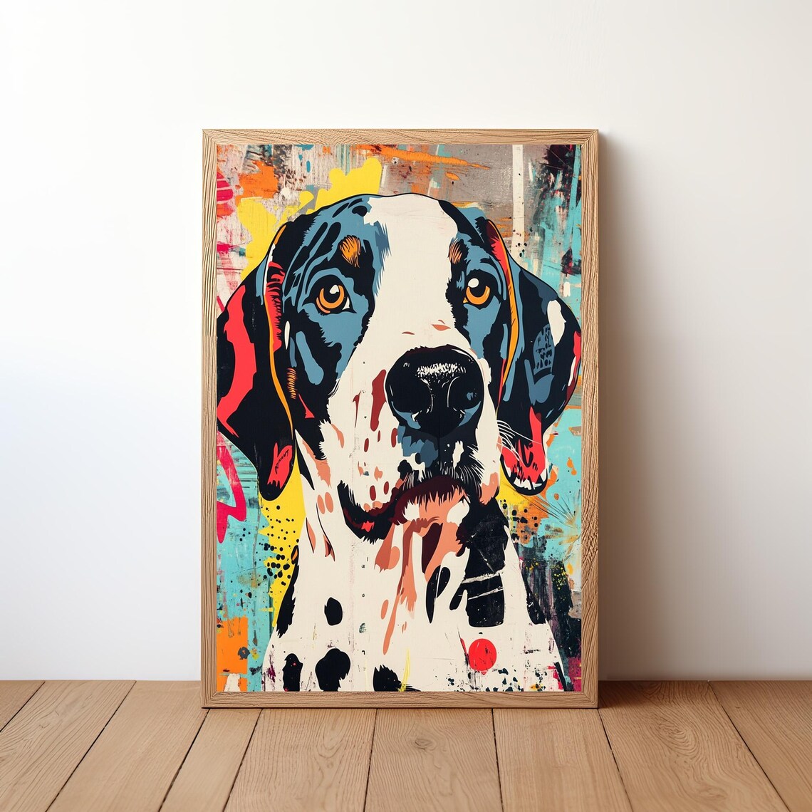 Dalmatian Pop Art Portrait Colorful Spotted Dog Street Style Poster