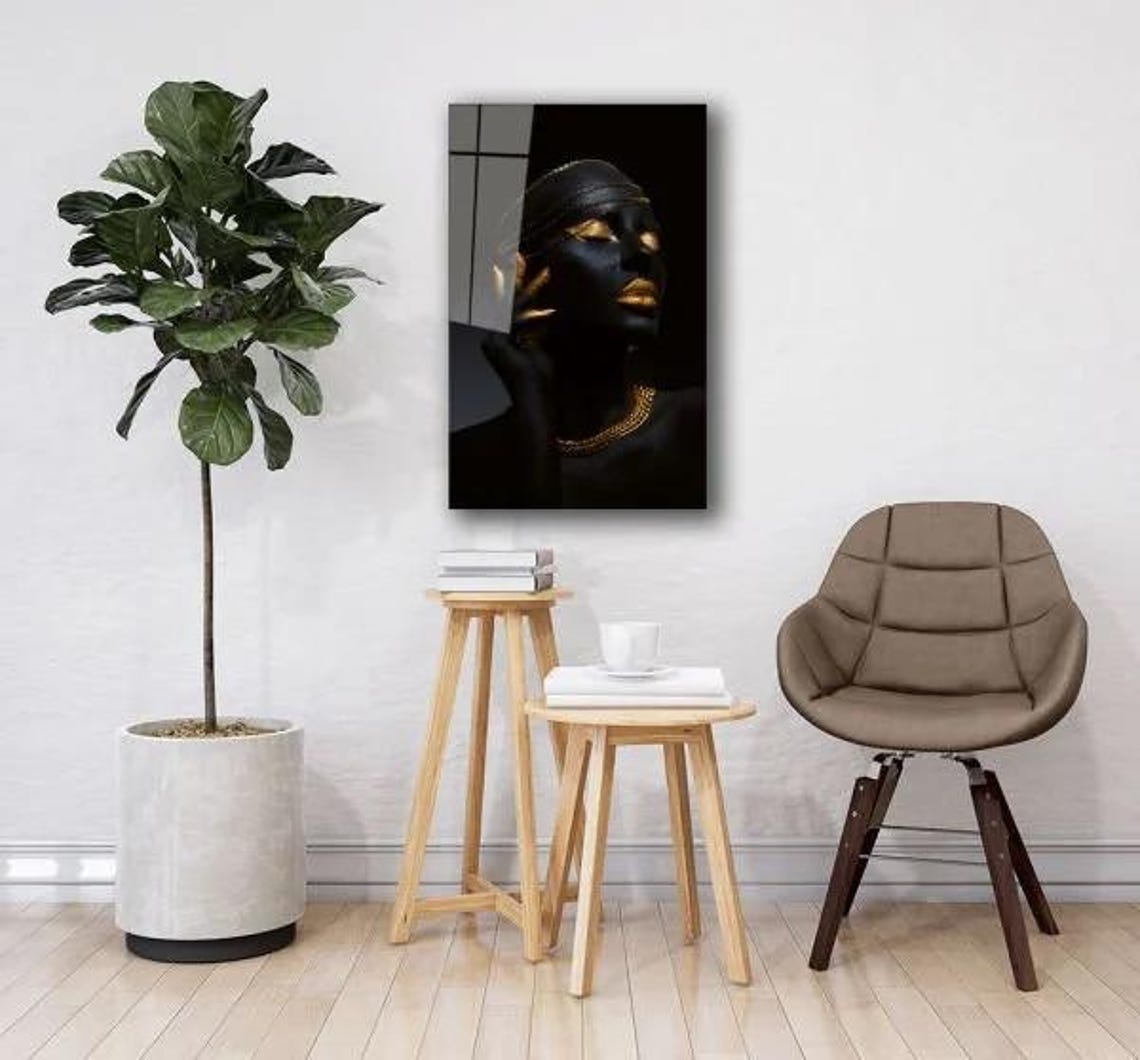 Black And Gold Midnight Elegance Dramatic Portrait Art Poster - Image 2