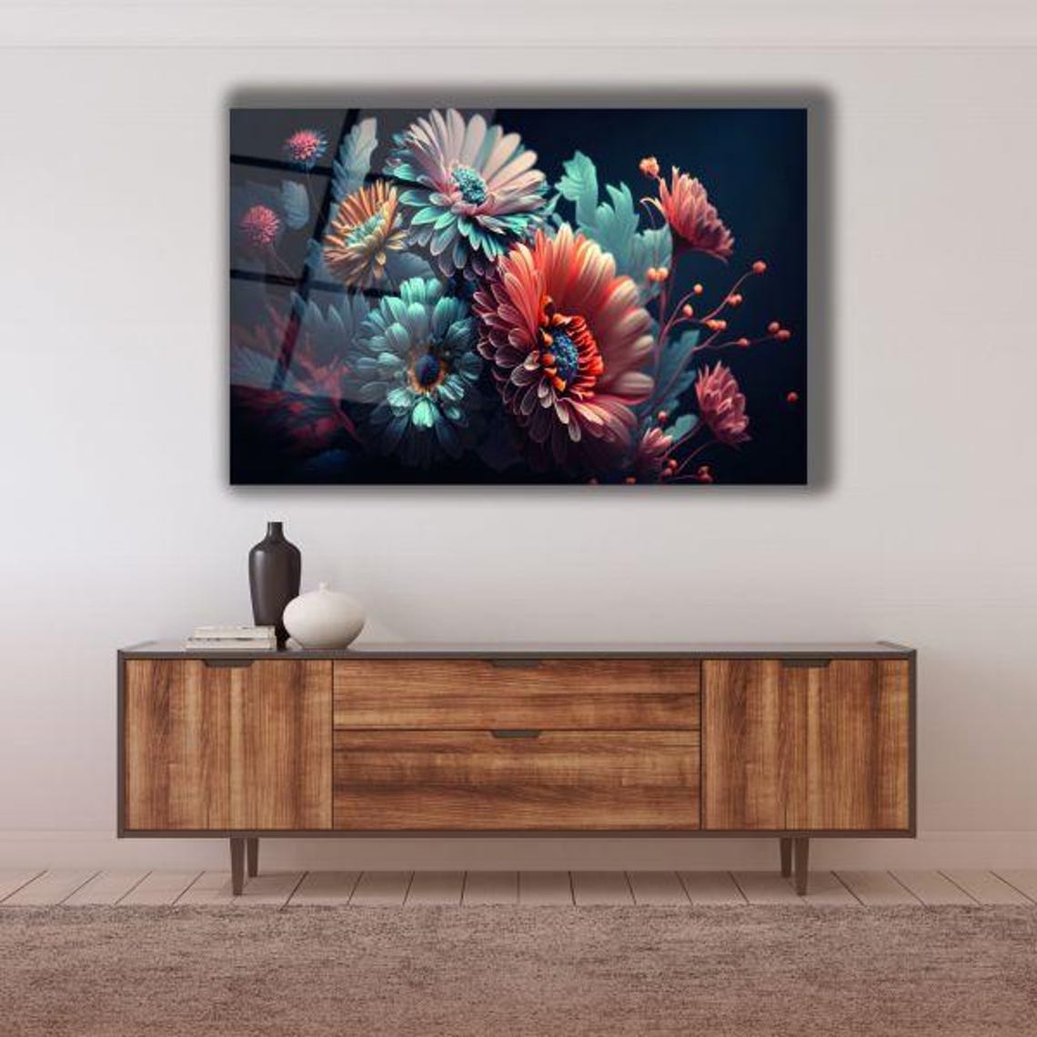 Enchanted Blossom Bouquet Romantic Vibrant Floral Dark Moody Poster