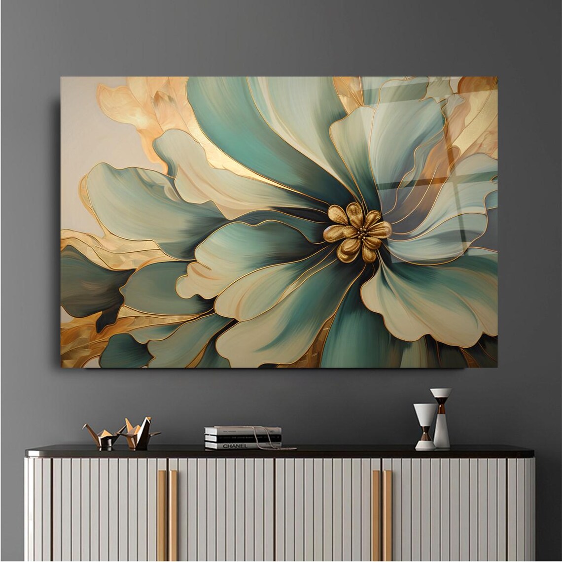 Elegant Floral Portrait Wall Art Tempered Glass Print Modern Nature Wall Decor Luxury Glass Wall Art For Home And Office - Image 3