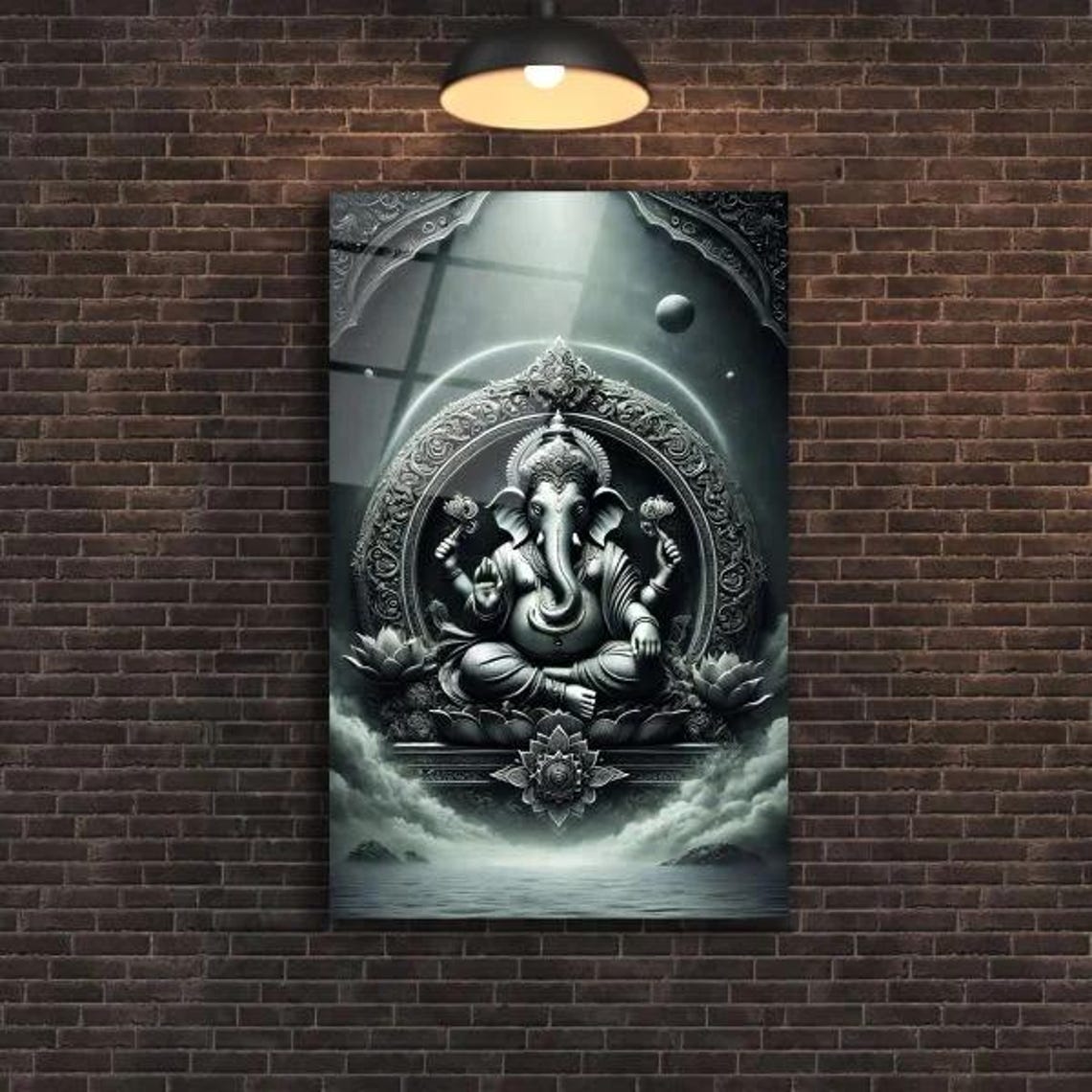 Divine Ganesha Tempered Glass Wall Art Mystical Hindu Deity Spiritual Sanctuary Decor Celestial Artistic Wall Accent - Image 2