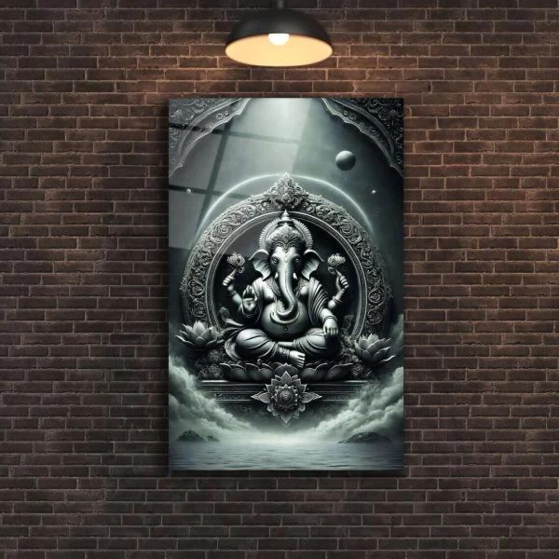 Ganesha Hindu Deity Monochrome Spiritual Sacred Decor Poster - Image 2