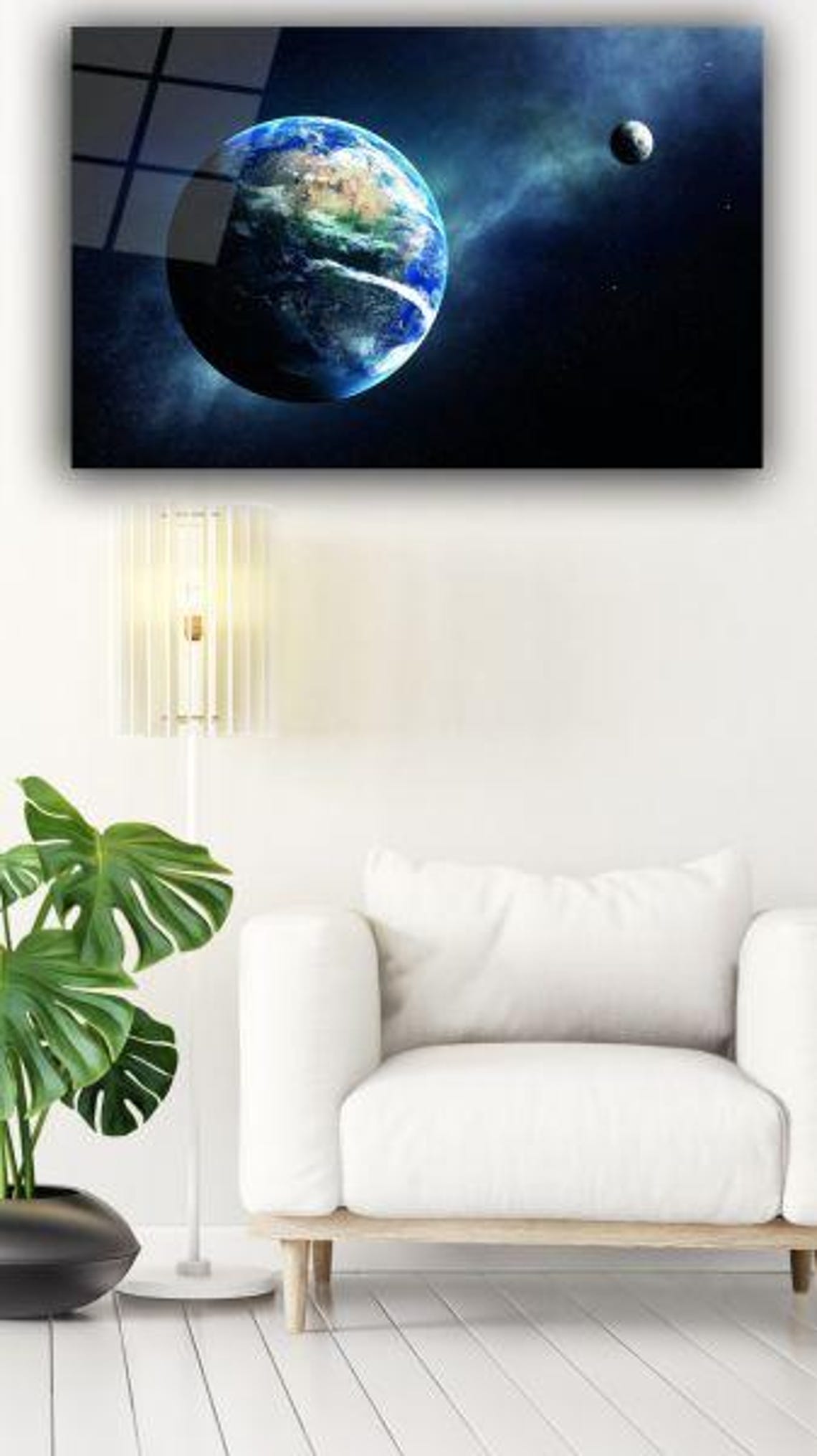 Planet Earth And The Moon Floating In Deep Starry Space Poster - Image 3