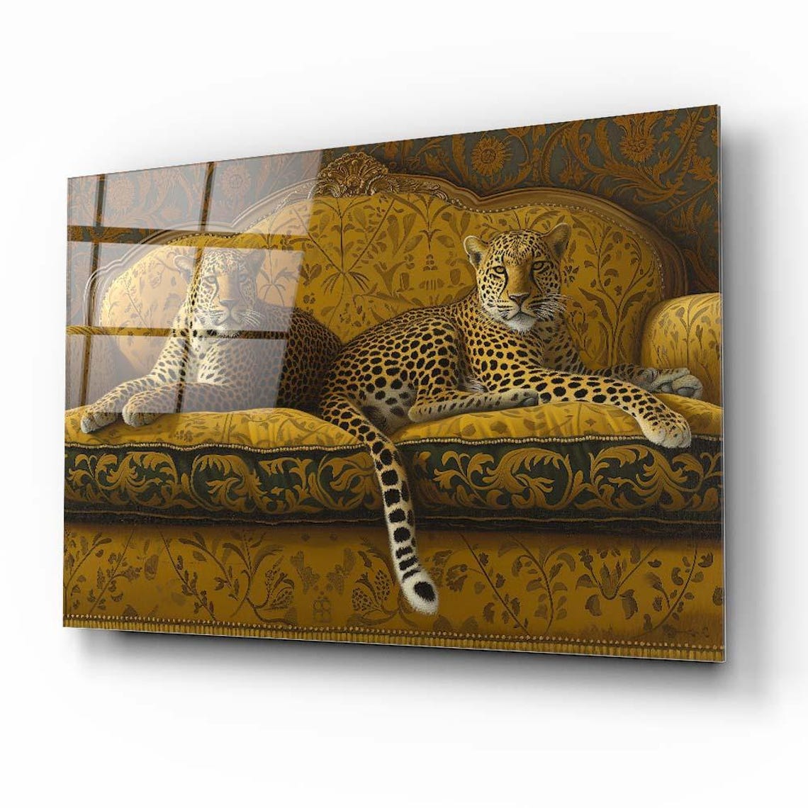 Luxury Cheetah Wall Art Tempered Glass Print Elegant Animal Wall Decor Modern Glass Wall Art For Living Room And Office - Image 2