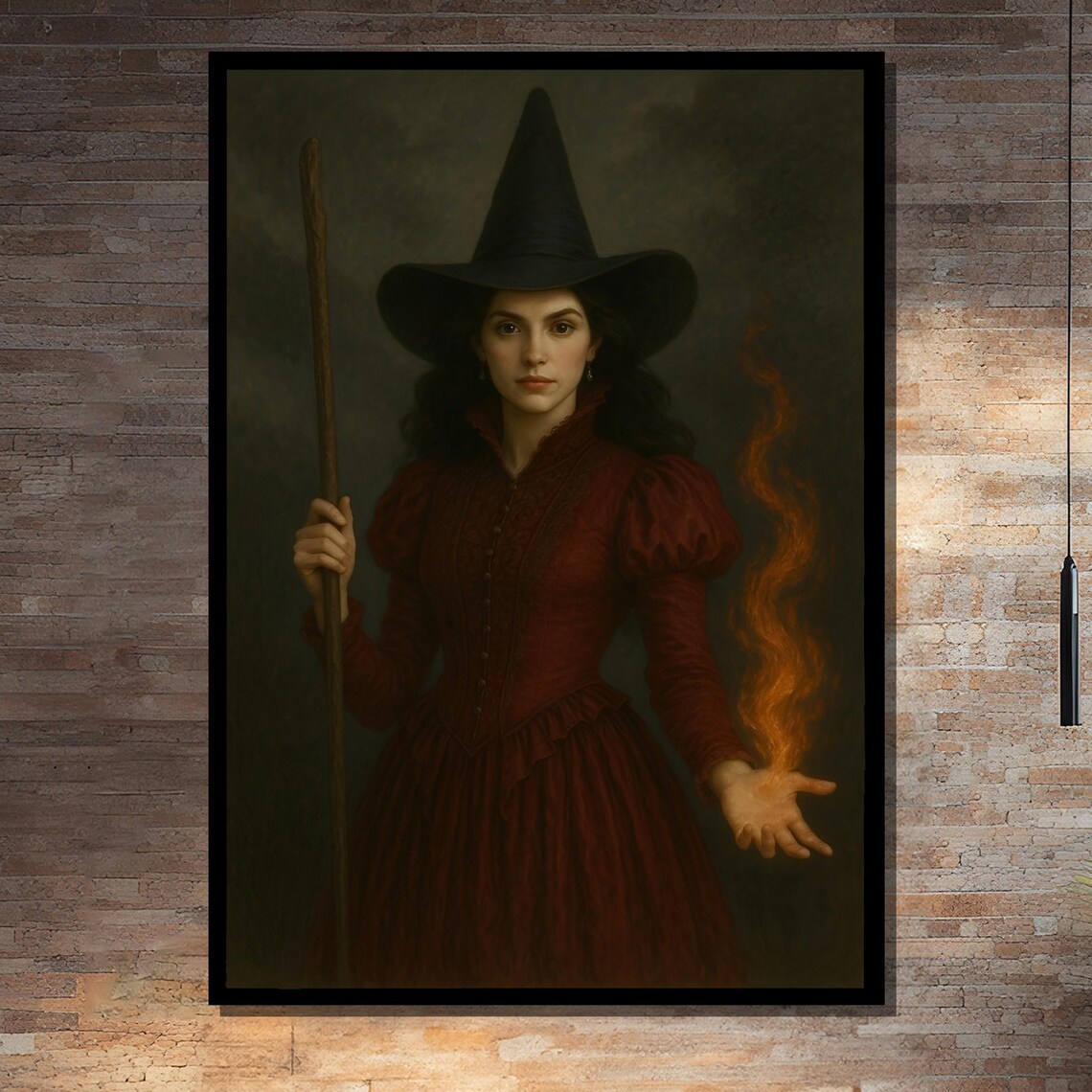 Mystic Witch With Fire Magic, Gothic Bedroom Decor