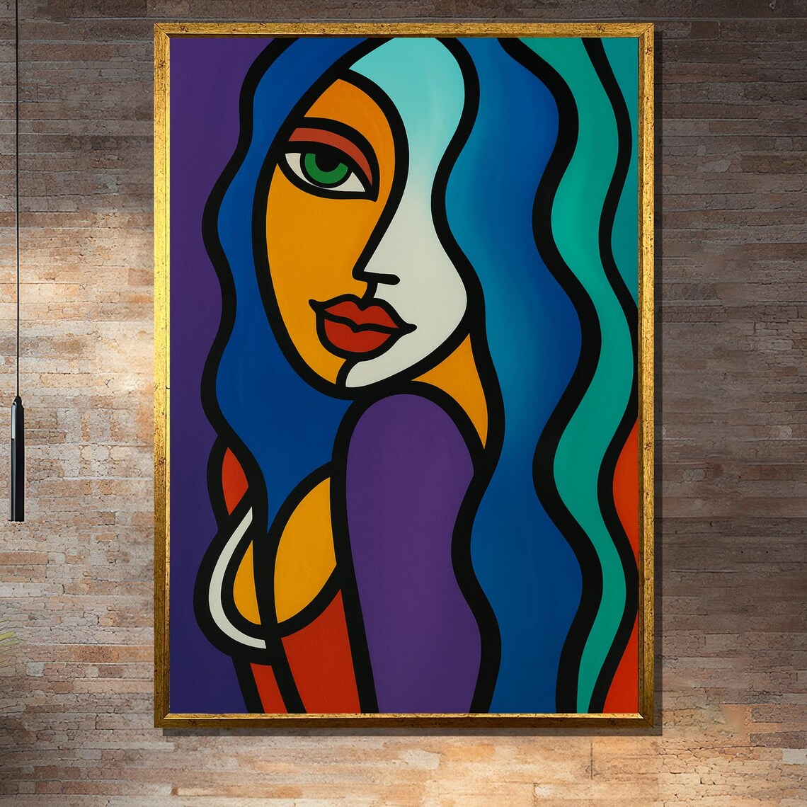 Colorful Abstract Woman With Blue Hair Art Print