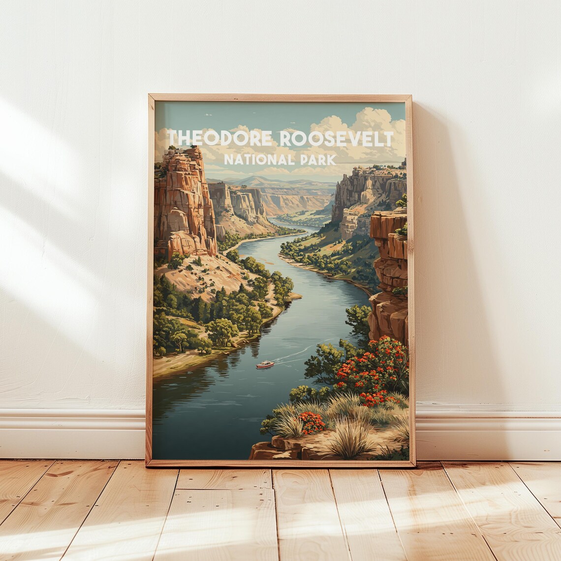 Theodore Roosevelt National Park Vintage Badlands Travel Poster