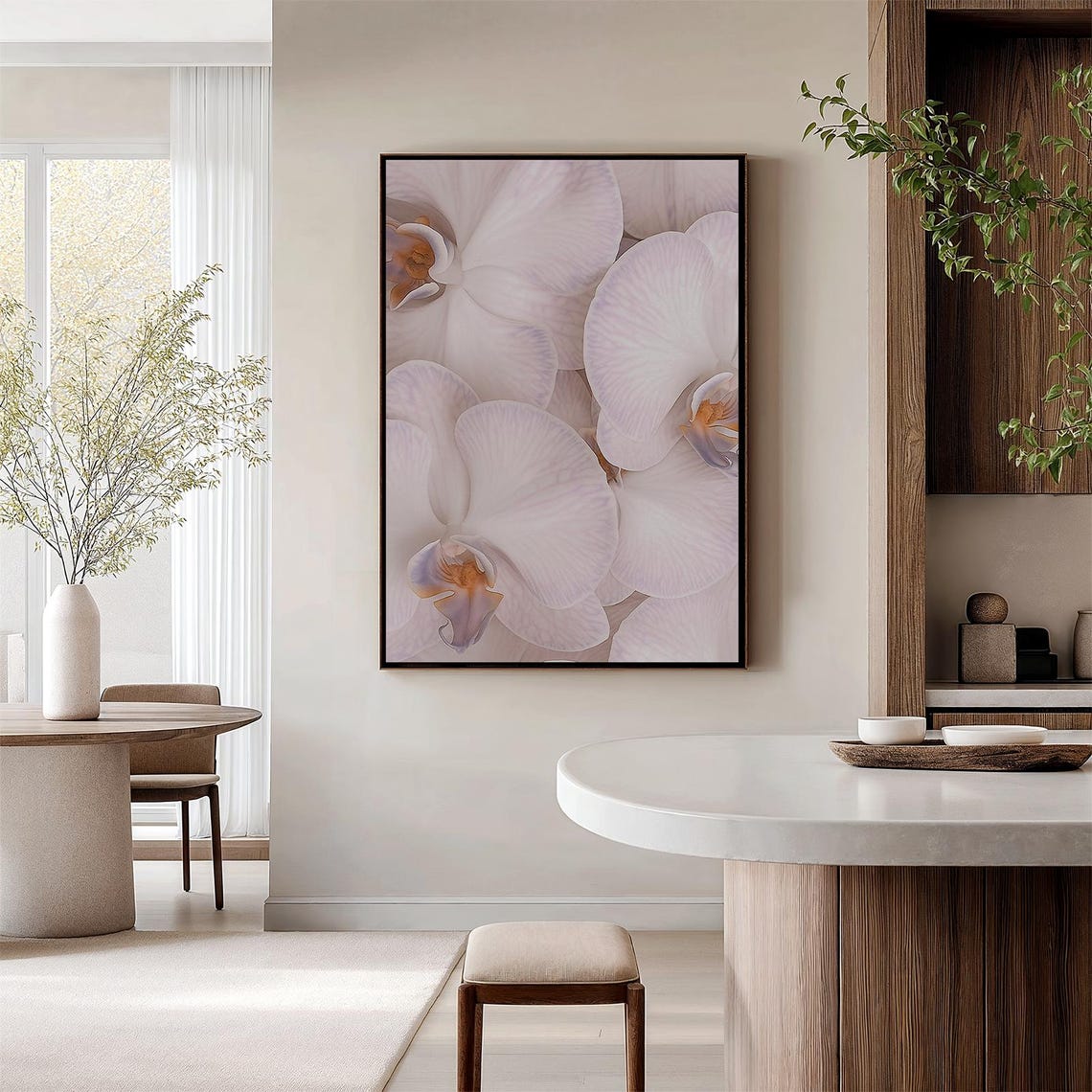 Delicate White Orchid Close Up Floral Photography Botanical Poster