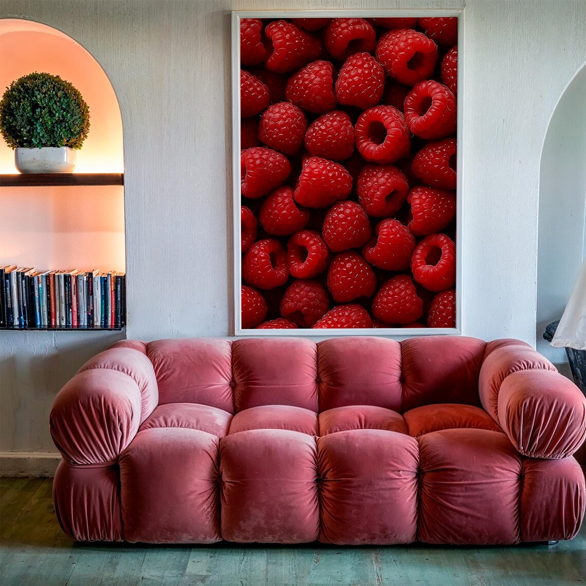 Raspberry Fruit Photography Poster, Kitchen Decor