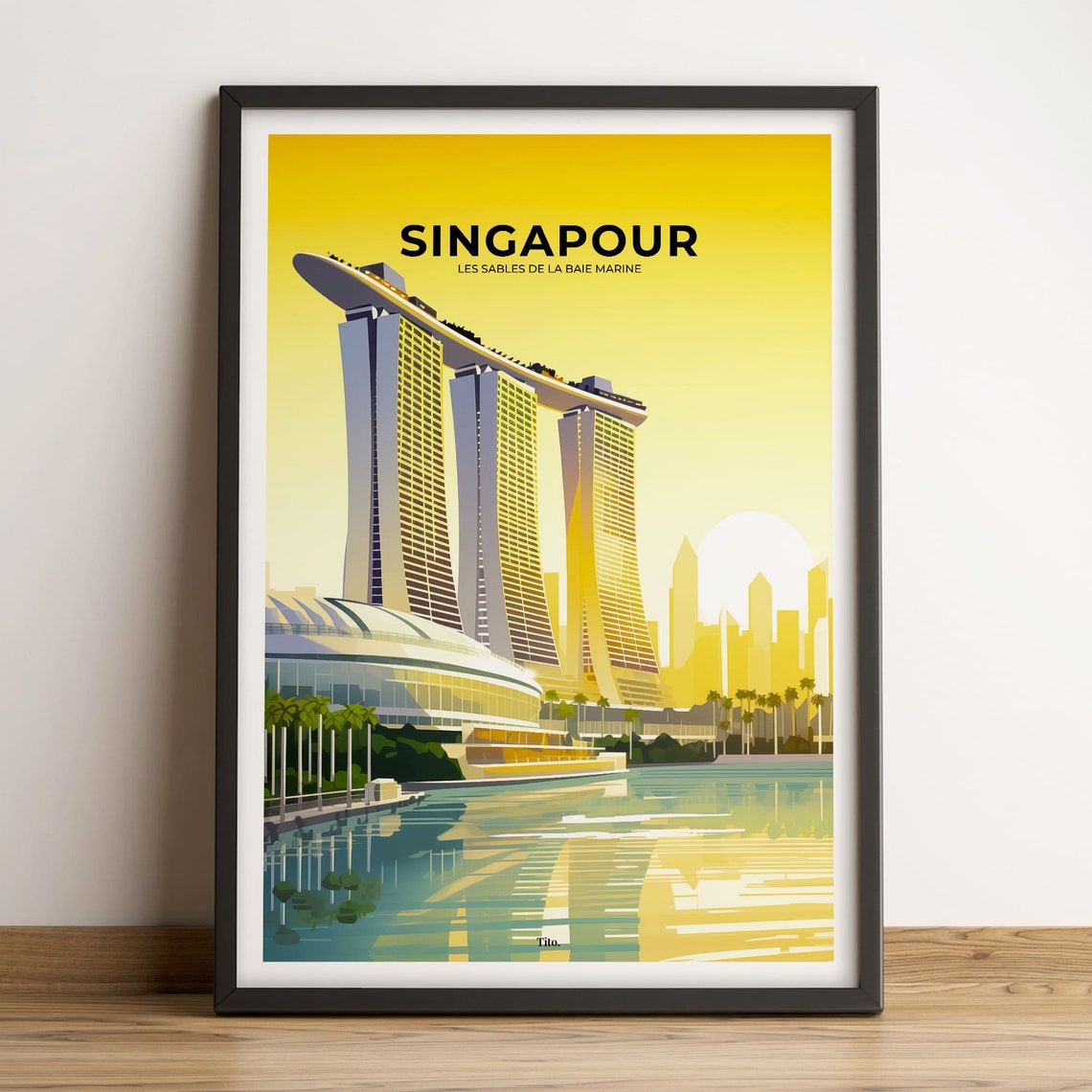 Singapore Poster Singapore Travel Poster Singapore Art Print Singapore Vintage Travel Poster Urban Landscape Customizable Gift