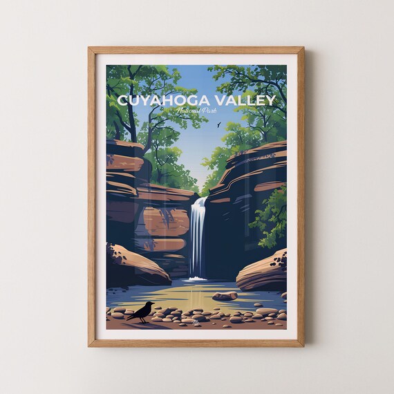 Cuyahoga Valley National Park Poster Waterfall Forest Ohio Travel Art
