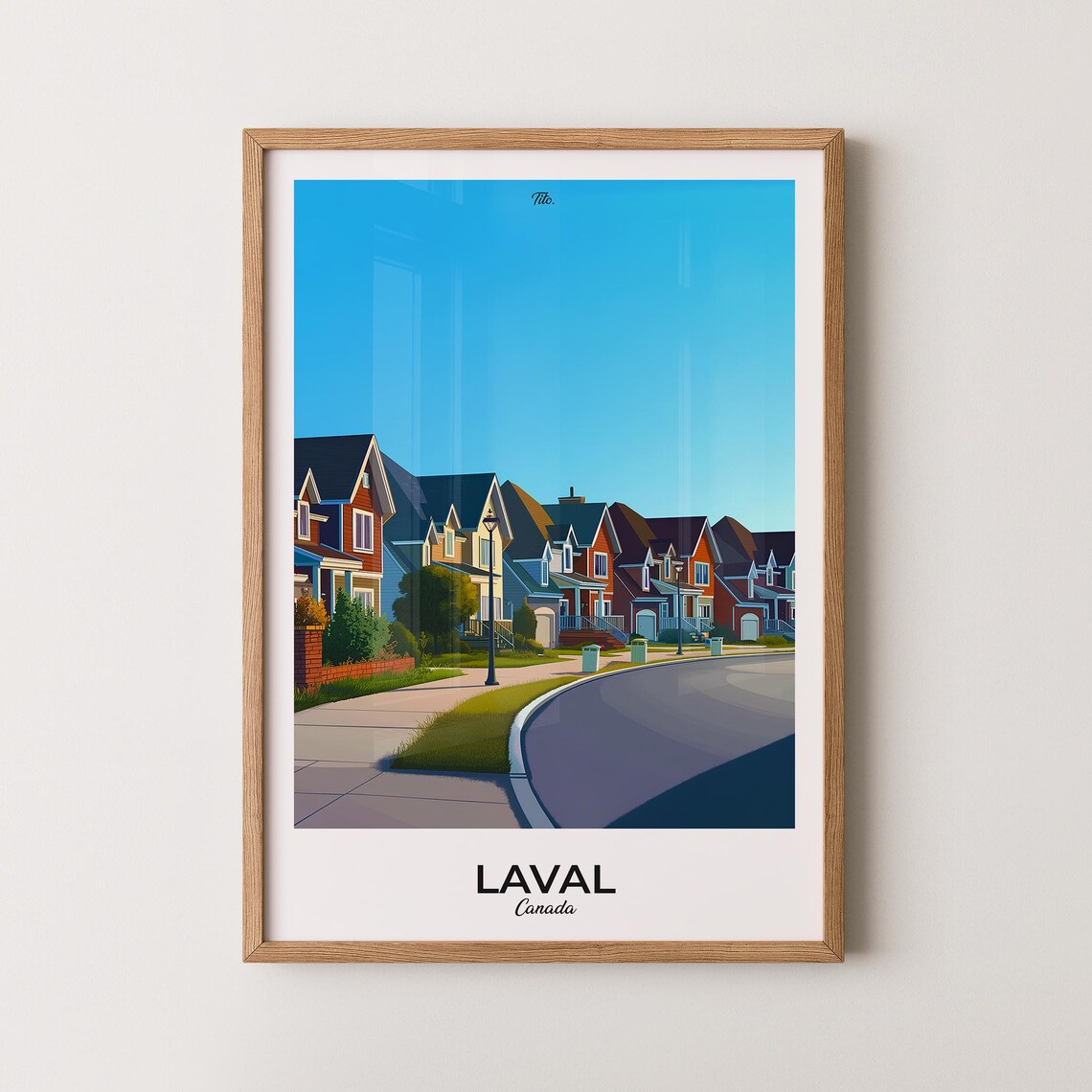 Laval Canada Sunny Residential Street Neighborhood Homes Scene Poster